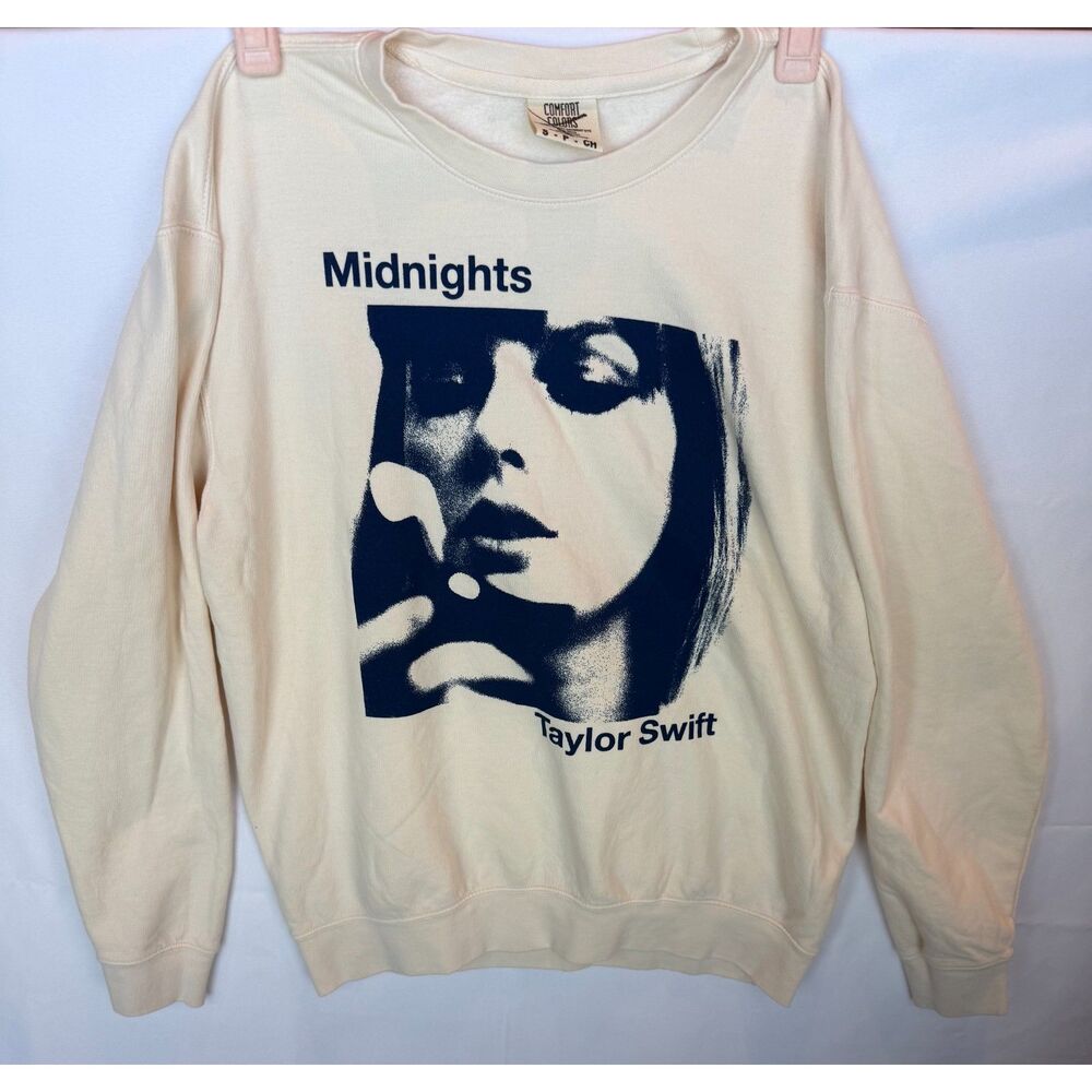Taylor Swift Midnights Album Comfort Colors Cream Crewneck Sweatshirt Size Small